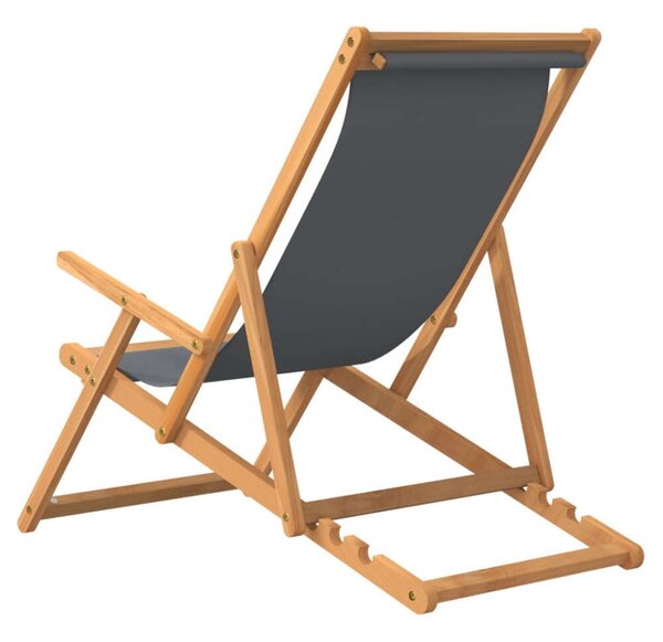 VidaXL szürke tömör tíkfa összecsukható strandszék
