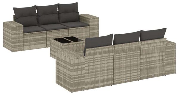 VidaXL Polyrattan Kerti Ülőgarnitúra - 7 részes, Világosszürke