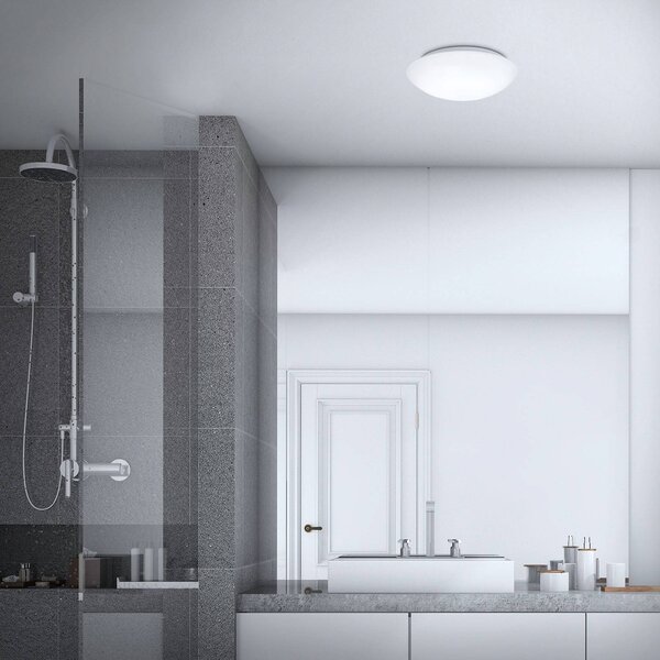 Briloner LED szenzoros mennyezeti lámpa Elipso IP44 4,000K Ø28cm, Fehér / opál, Fürdőszoba, Műanyag, Modern