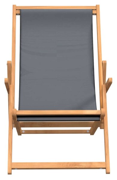 VidaXL szürke tömör tíkfa összecsukható strandszék