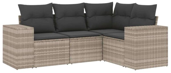 VidaXL Polyrattan Kerti Ülőgarnitúra - 4 részes, Világosszürke