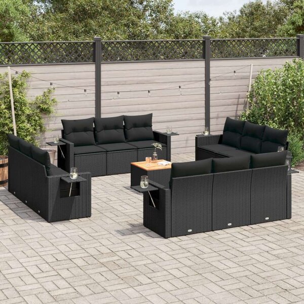 VidaXL Polyrattan Kerti Ülőgarnitúra - 13 részes - Fekete