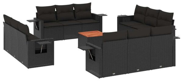 VidaXL Polyrattan Kerti Ülőgarnitúra - 13 részes - Fekete