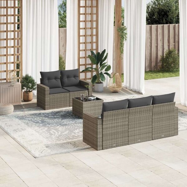 VidaXL Polyrattan Kerti Ülőgarnitúra - 6 részes - Szürke