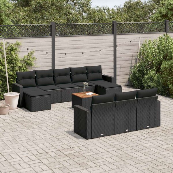 VidaXL Polyrattan Kerti Ülőgarnitúra - 11 részes - Fekete