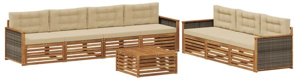 VidaXL Kültéri kanapé szett párnával 8 pcs Természetes és bézs