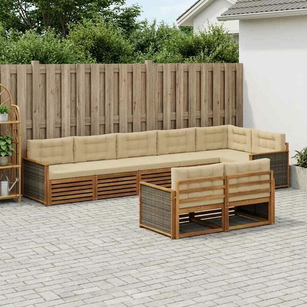 VidaXL Kültéri kanapé szett párnával 8 pcs Természetes és bézs