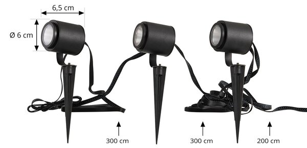 Lindby Smart LED kültéri reflektor Nymo, CCT, RGB, Tuya, 3 darabos szett