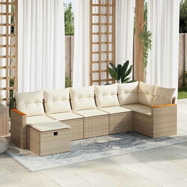 VidaXL Polyrattan Kerti Ülőgarnitúra - 7 részes - Bézs