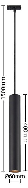 Lindby sínrendszer Linaro, GU10, függesztett, 3 izzós, fekete, Fekete, Konyha, Alumínium, Modern