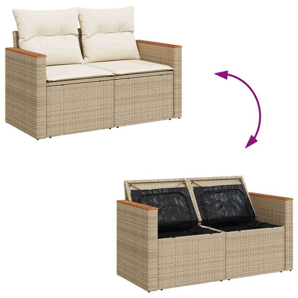 VidaXL Polyrattan Kerti Ülőgarnitúra - 7 részes - Bézs