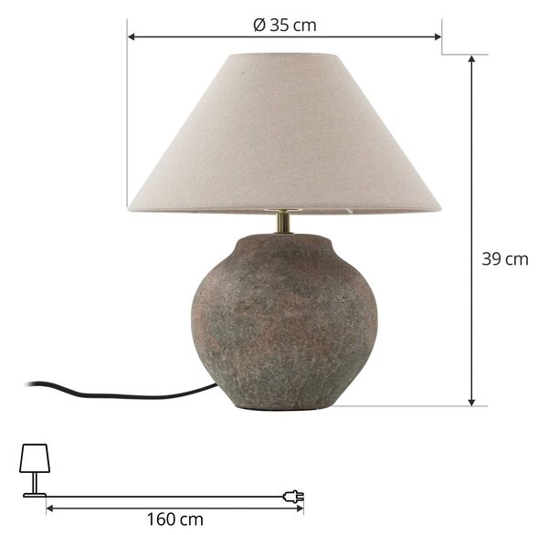 Lucande asztali lámpa Thalorin, magasság 39 cm, barna, kerámia, Barna / rozsda, Nappali / Étkező, Kerámia, Skandináv