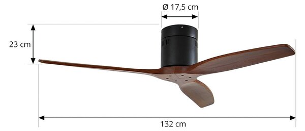 Lucande Vindur mennyezeti ventilátor, fekete, fa, DC, csendes, Fekete, Nappali / Étkező, fém, Modern