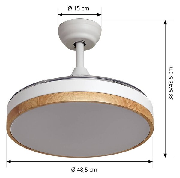 Lindby Oras LED mennyezeti ventilátor, fehér, egyenáramú, csendes, Ø 107 cm, Fehér / opál, Nappali / Étkező, fém, Modern