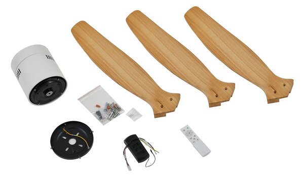 Lucande Vindur mennyezeti ventilátor, fehér, fa, DC, csendes, Fehér / opál, Nappali / Étkező, fém, Modern