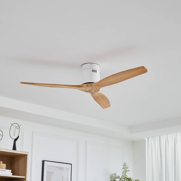 Lucande Vindur mennyezeti ventilátor, fehér, fa, DC, csendes, Fehér / opál, Nappali / Étkező, fém, Modern