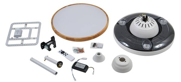 Lindby Oras LED mennyezeti ventilátor, fehér, egyenáramú, csendes, Ø 107 cm, Fehér / opál, Nappali / Étkező, fém, Modern