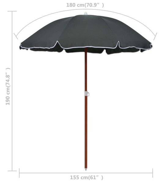 Napernyő - Antracitszürke - Acél - 180 cm