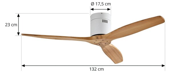 Lucande Vindur mennyezeti ventilátor, fehér, fa, DC, csendes, Fehér / opál, Nappali / Étkező, fém, Modern