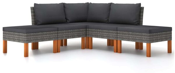 5 Részes Polyrattan Kerti Ülőgarnitúra - Szürke