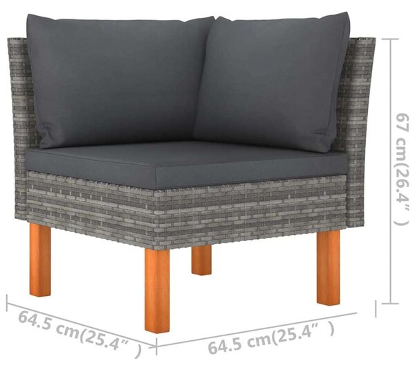5 Részes Polyrattan Kerti Ülőgarnitúra - Szürke
