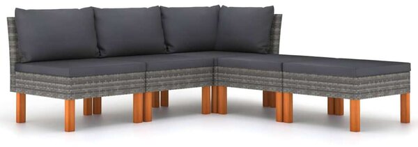 5 Részes Polyrattan Kerti Ülőgarnitúra - Szürke