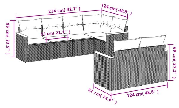 VidaXL Polyrattan Kerti Ülőgarnitúra - 7 részes - Bézs