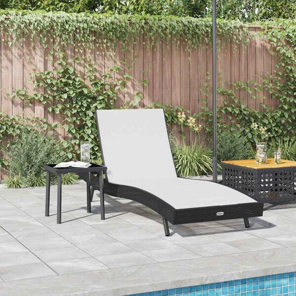 VidaXL Napozóágy asztallal 2 pcs, 40 x 40 x 40.5 cm, Fekete, Fehér