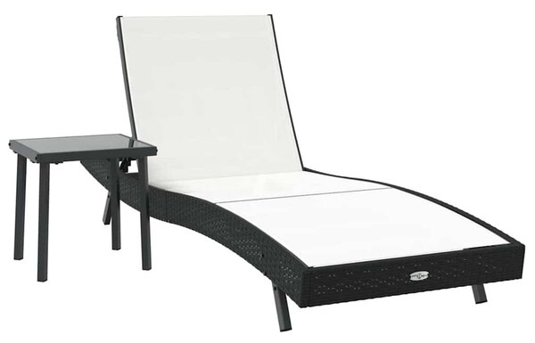 VidaXL Napozóágy asztallal 2 pcs, 40 x 40 x 40.5 cm, Fekete, Fehér