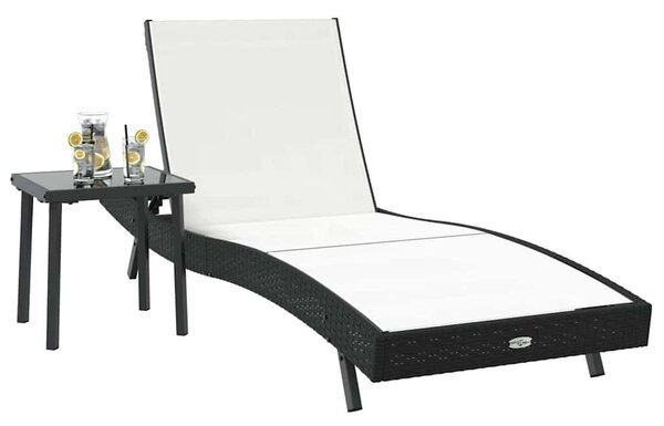 VidaXL Napozóágy asztallal 2 pcs, 40 x 40 x 40.5 cm, Fekete, Fehér