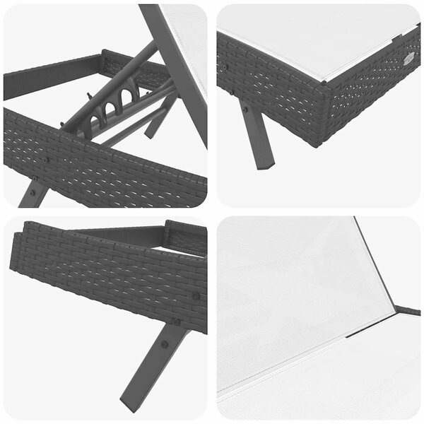 VidaXL Napozóágy asztallal 2 pcs, 40 x 40 x 40.5 cm, Fekete, Fehér