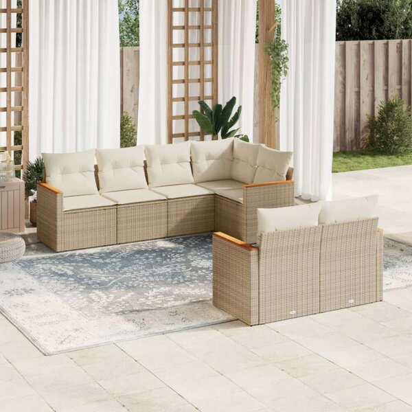 VidaXL Polyrattan Kerti Ülőgarnitúra - 7 részes - Bézs