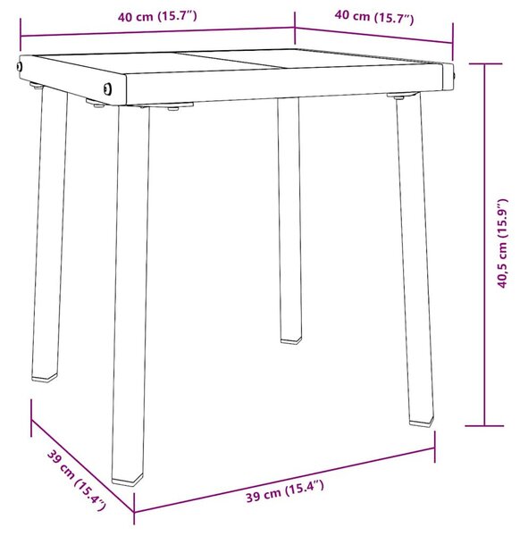 VidaXL Napozóágy asztallal 2 pcs, 40 x 40 x 40.5 cm, Fekete, Fehér