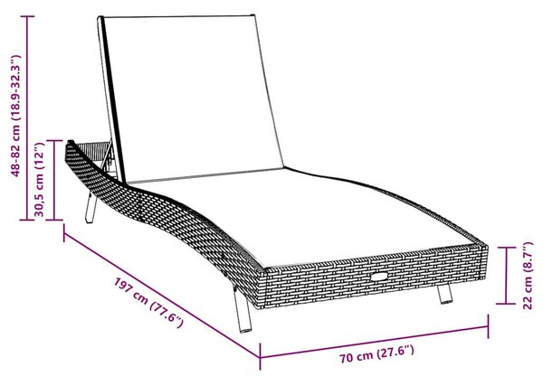 VidaXL Napozóágy asztallal 2 pcs, 40 x 40 x 40.5 cm, Fekete, Fehér