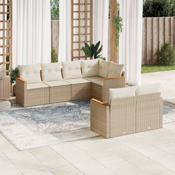 VidaXL Polyrattan Kerti Ülőgarnitúra - 7 részes - Bézs