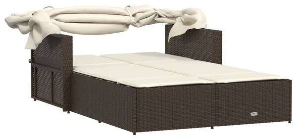 VidaXL Dupla Napozóágy - Polyrattan - Barna - 201x110cm