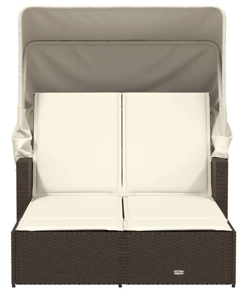 VidaXL Dupla Napozóágy - Polyrattan - Barna - 201x110cm