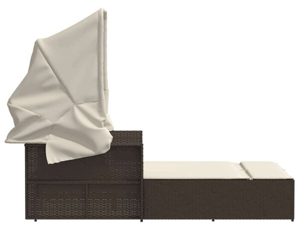 VidaXL Dupla Napozóágy - Polyrattan - Barna - 201x110cm