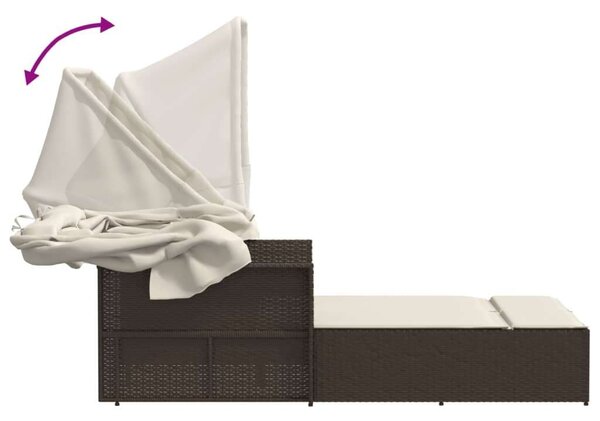 VidaXL Dupla Napozóágy - Polyrattan - Barna - 201x110cm
