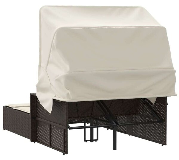 VidaXL Dupla Napozóágy - Polyrattan - Barna - 201x110cm