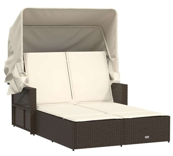 VidaXL Dupla Napozóágy - Polyrattan - Barna - 201x110cm