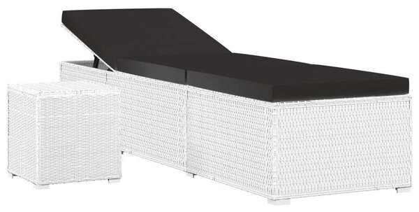 VidaXL Napozóágy Szett - Fehér Polyrattan - 195cm