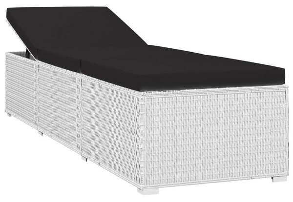 VidaXL Napozóágy Szett - Fehér Polyrattan - 195cm