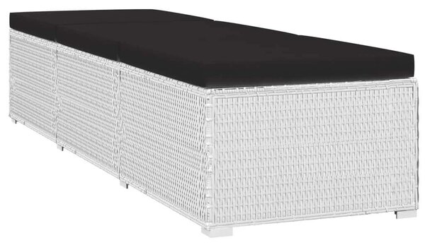 VidaXL Napozóágy Szett - Fehér Polyrattan - 195cm