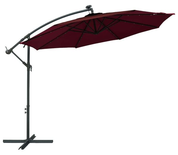 Konzolos Napernyő - Bordó - 300cm LED Világítással