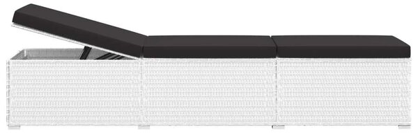 VidaXL Napozóágy Szett - Fehér Polyrattan - 195cm