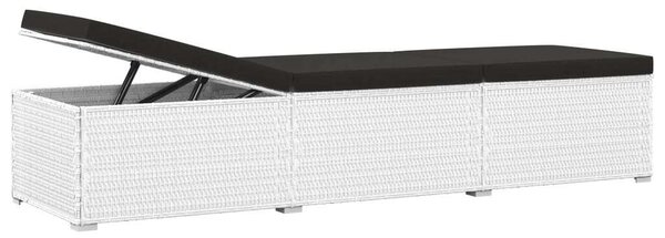 VidaXL Napozóágy Szett - Fehér Polyrattan - 195cm