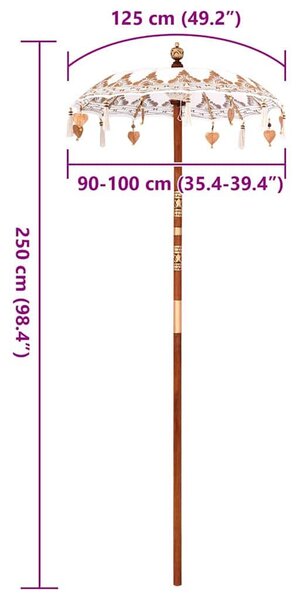 Balinéz Napernyő Krém (90-100) x 260 cm Pamut és tömör fa