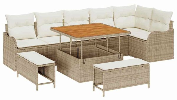 VidaXL Kerti Kanapé Szett párnával tárolóval 9 pcs Beige és krém
