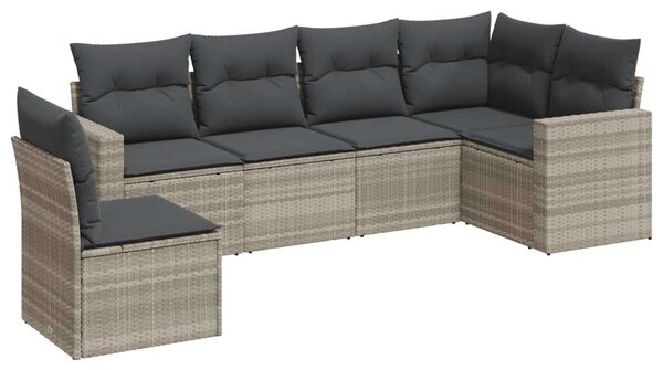 VidaXL Polyrattan Kerti Ülőgarnitúra - 6 részes - Világosszürke